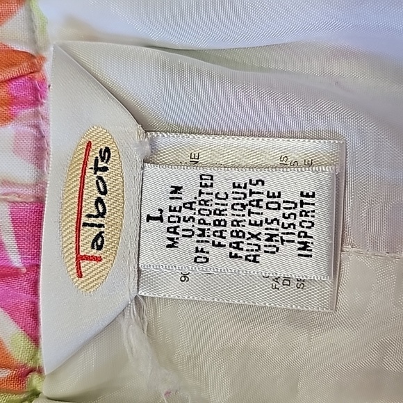 TALBOTS FLORAL PRINT, Pants size large. Elastic waist. Made in the USA. Lined. - Picture 5 of 8